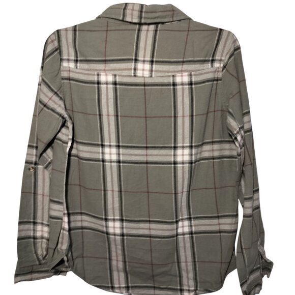 WET SEAL FLANNEL SHIRT Size Med  Green Button Down Twilight Gorpcore Western - Picture 2 of 9